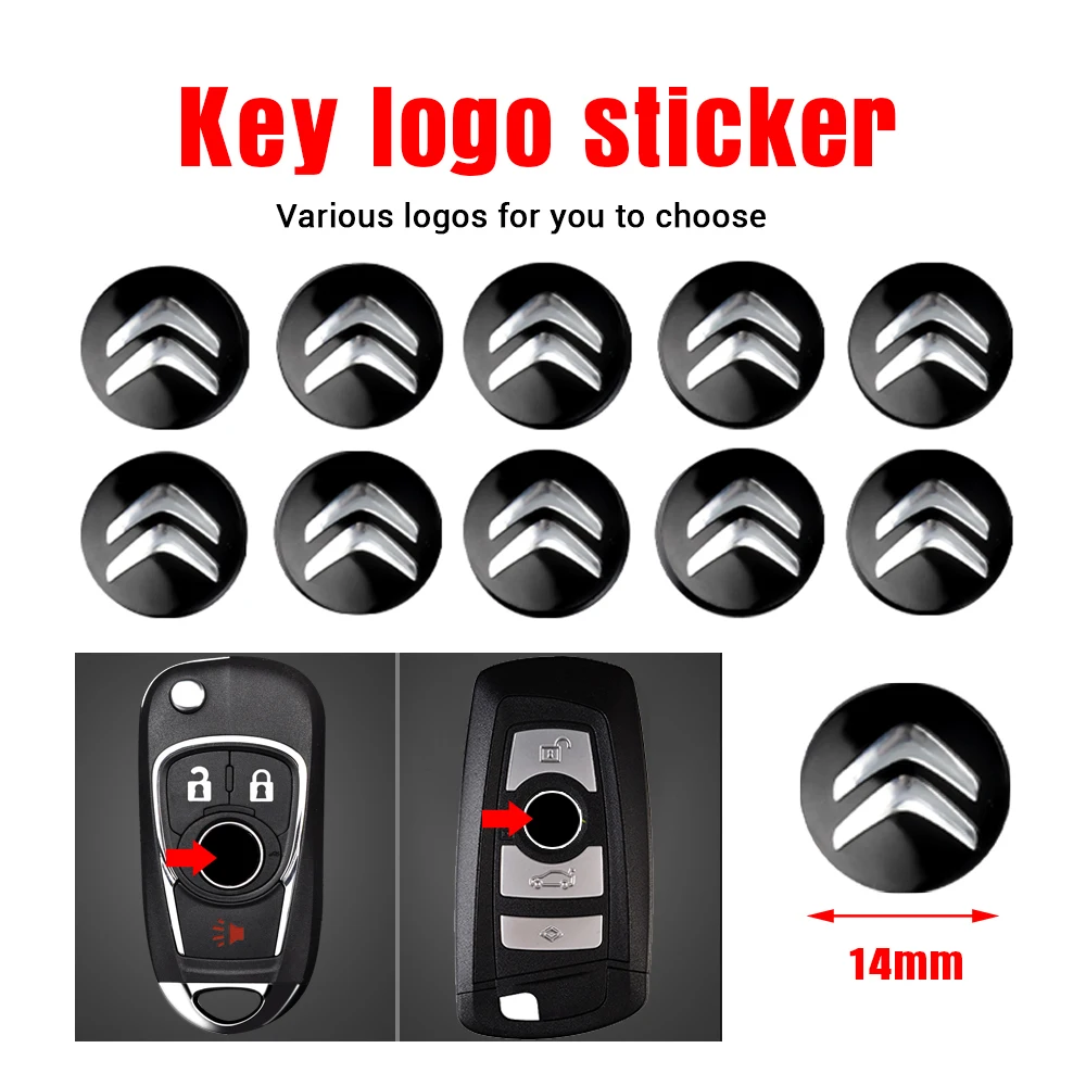 

10PCS Auto Key Remote Fob 3D Aluminum Decal for Citroen C4 C3 C5 X7 C1 Saxo Xantia Berlingo DS DS5 DS7 C2 Car Key Shell Sticker