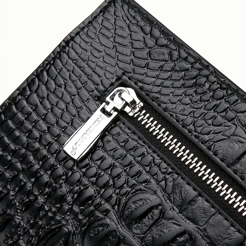 Crocodile pattern embossed Floral leather Handbag Men's Large ZIP Knitted Card Purse wallet fashion clutch bag mobile phone bag