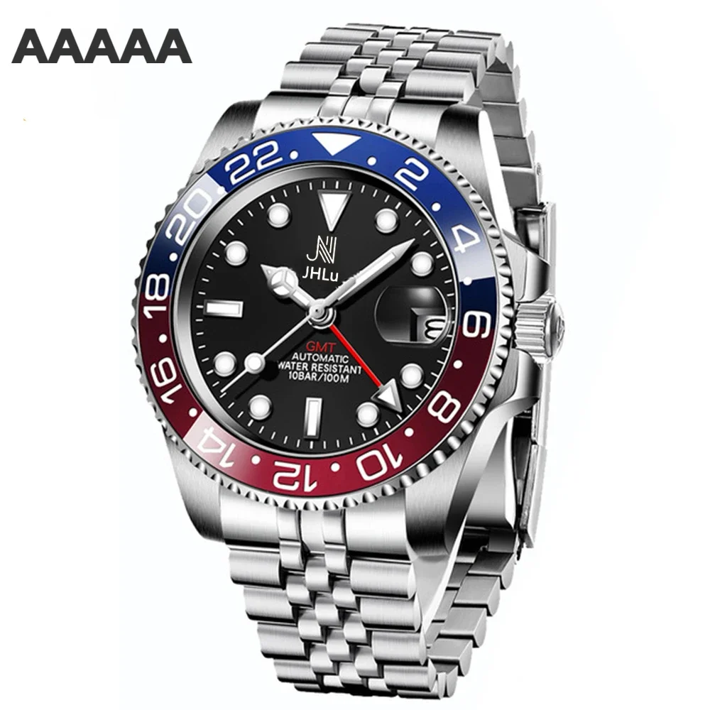 

Jhlu 2023 Nieuwe Heren Horloge Topmerk Saffier Glas Heren Horloges Luxe Heren Mechanische Polshorloge Rvs Gmt Luxe Horloge