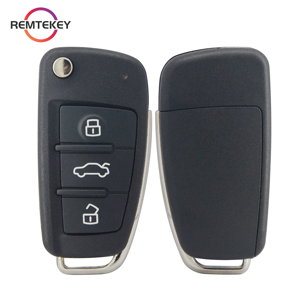 

REMTEKEY Flip Remote Car Key 8P0 837 220 D for Audi A3 TT 2006 2007 2008 2009 2010 2011 2012 2013 434 Mhz ID48 HU66 3 Button