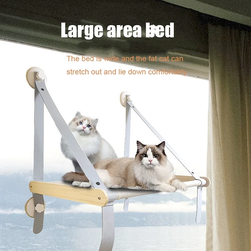 

Pet Cat Hammock Window Suction Cup Type Hanging Wood Cat Bed Aerial Cat House Hammock Window Bed Sunny Window Seat Accessories
