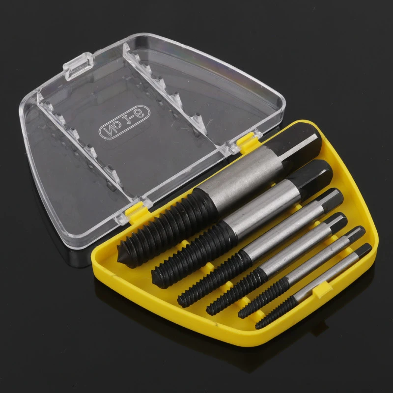 

5/6Pcs Screw Extractor Center Drill Bits Guide Set Steel Durable Easy Out Remover Center Drill Damaged Bolts Remover Tool Set