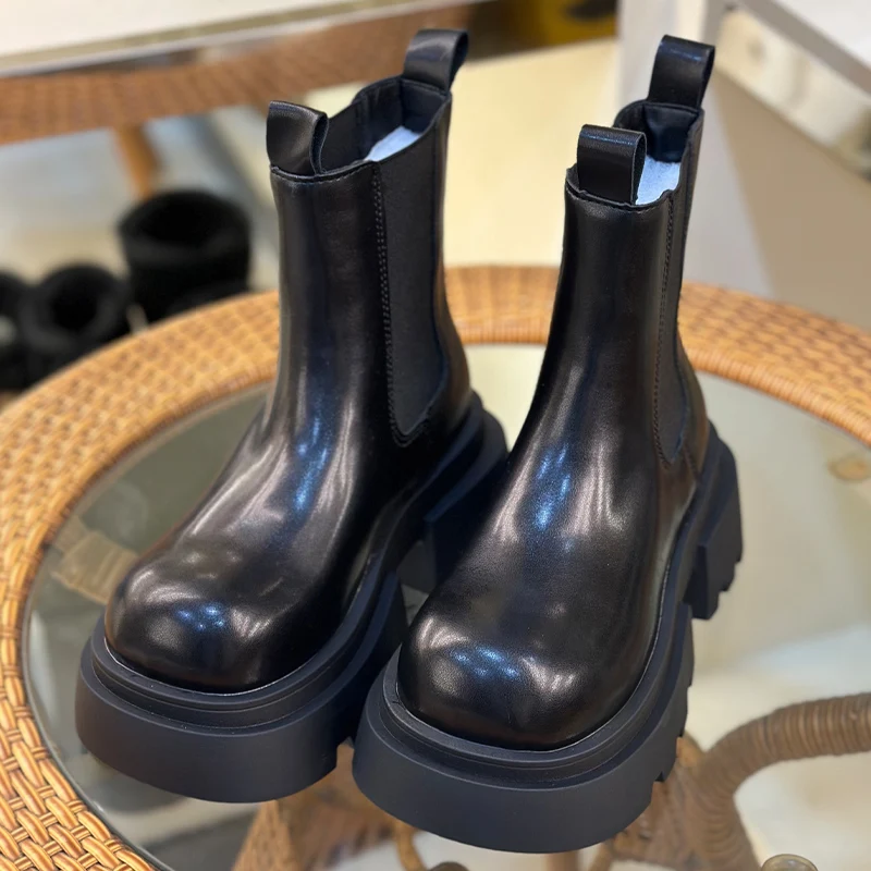 Женские ботильоны на платформе для снежной погоды дизайнерская обувь высоком
