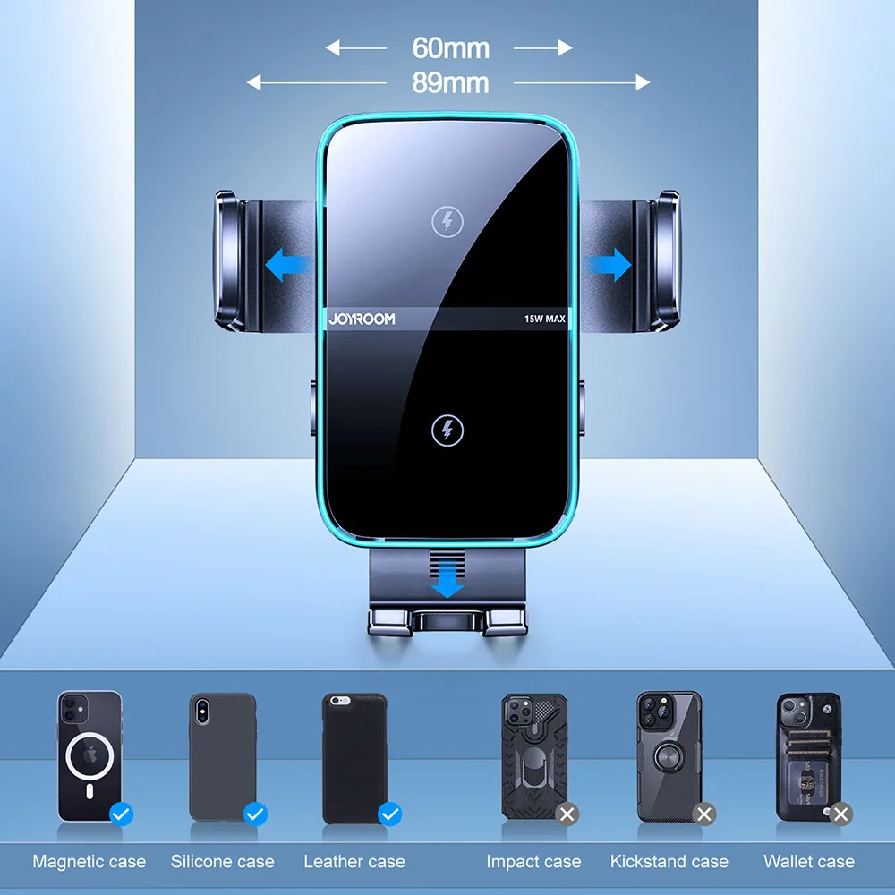 Joyroom Car Holder Dual Coil Wireless Charger Automatic Fast Car Phone Charger Mount For iPhone 13 12 Pro Max Samsung Z Flip3