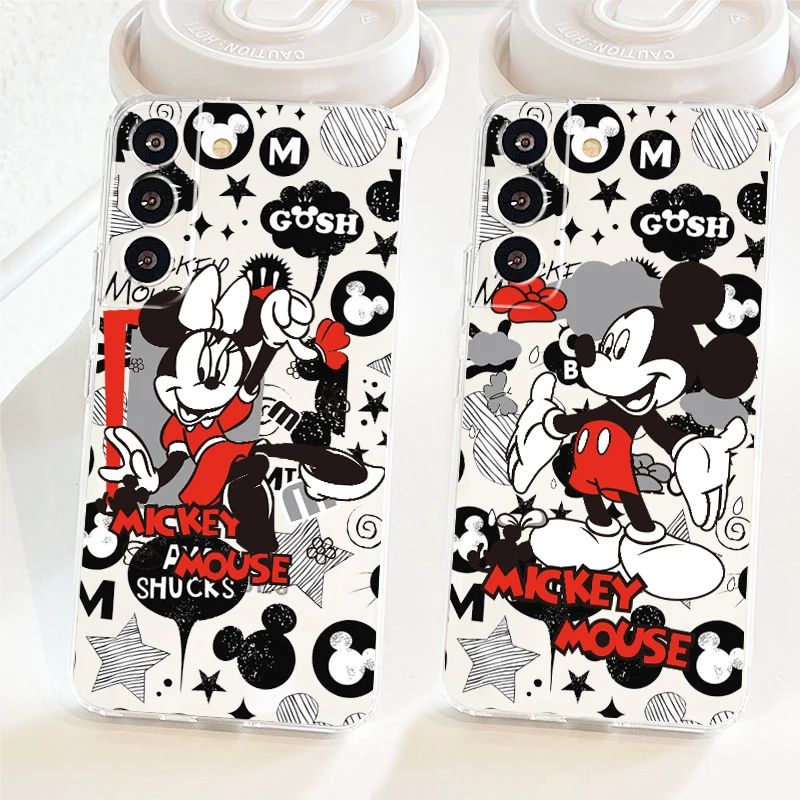 

Disney Mickey Minnie Love Phone Case For Samsung S22 S21 S20 FE Ultra Pro Lite S10 S10E S9 S8 S7 Plus 5G Transparent Cover
