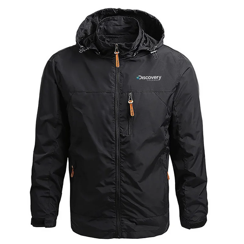 

Men Waterproof Jacket Hooded Coat Discovery Mens Outdoor Jackets Windbreaker Windproof Spring and Autumn Coat Fashion Clothing D