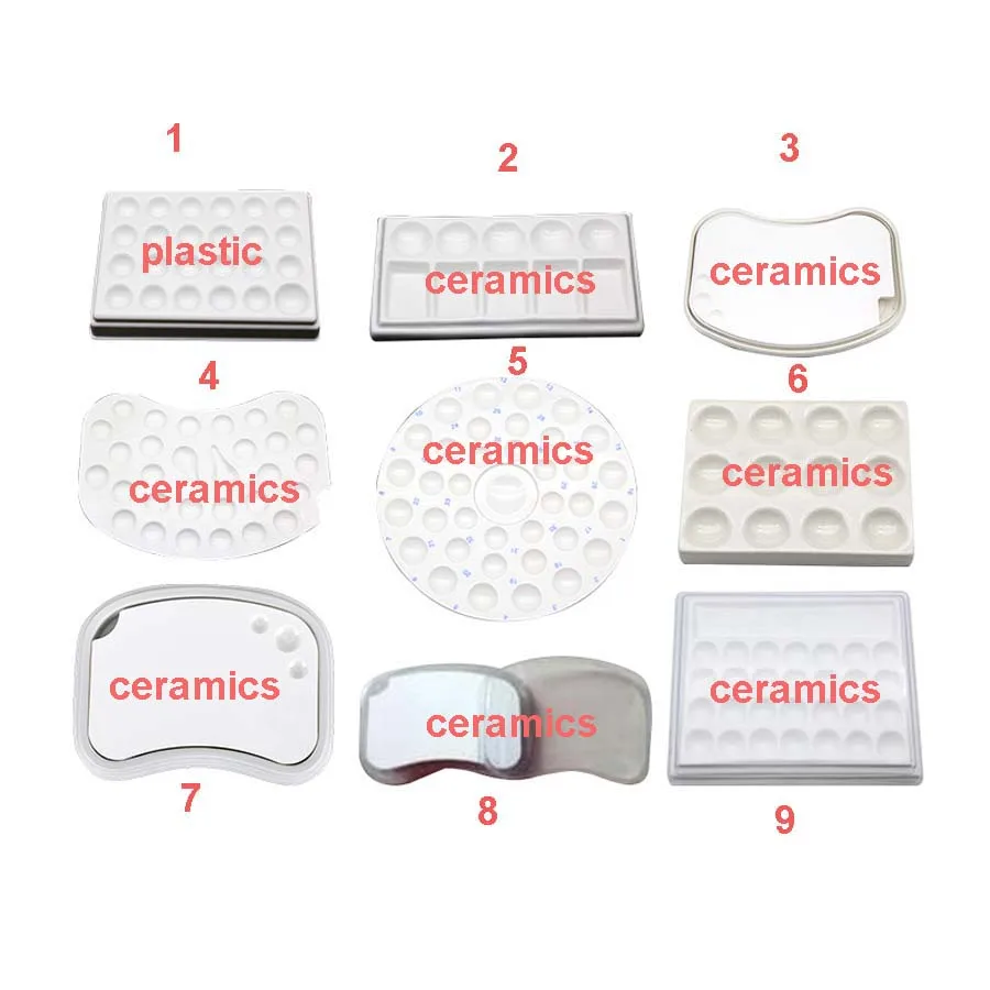 

1PC Dental Ceramic Palette Dentist Porcelain Mixing Watering Moisturizing Plate Dental lab Ceramic Palette with Cover