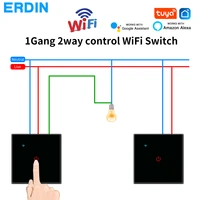 erdin eu smart wifi switch neutral wire required glass panel light sensor button support google home alexa tuya app 1gang 2 way