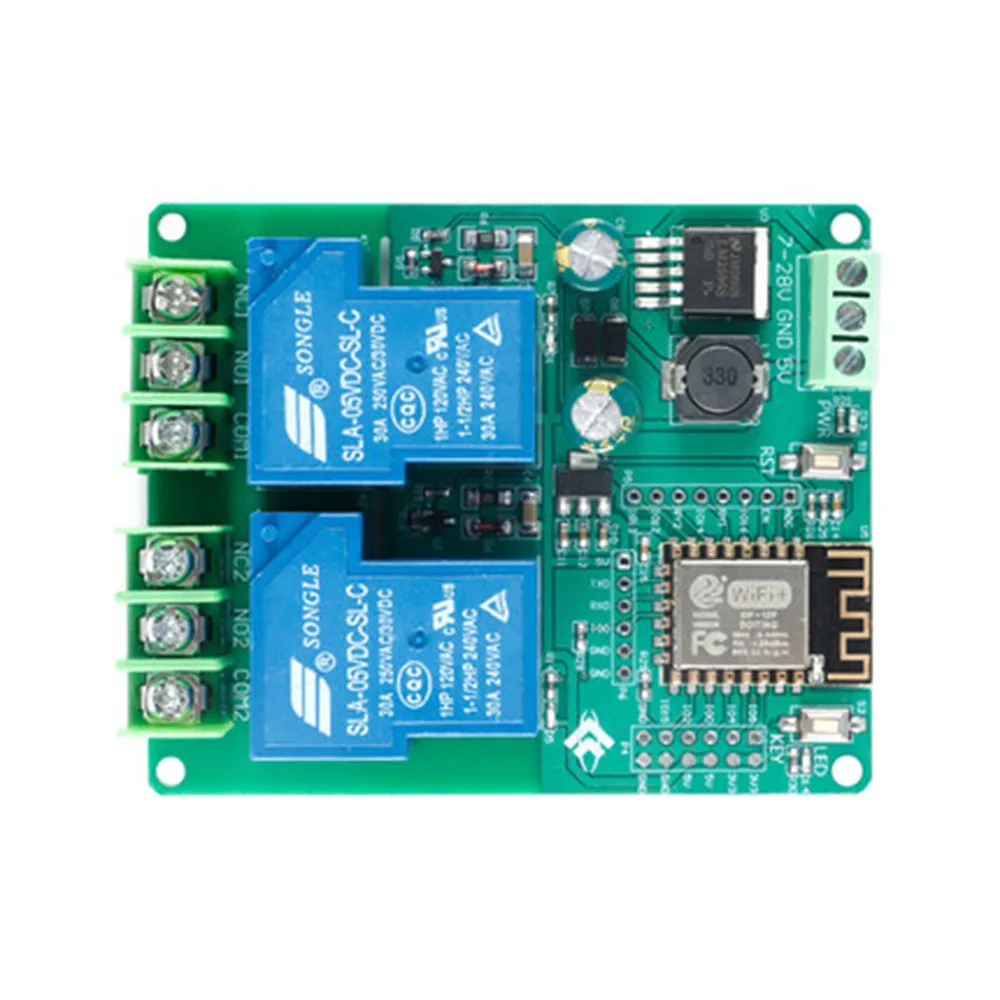 DC7-28/5V источник питания esp8266 WiFi 2-канальный 30A релейный модуль ESP-12F плата разработки