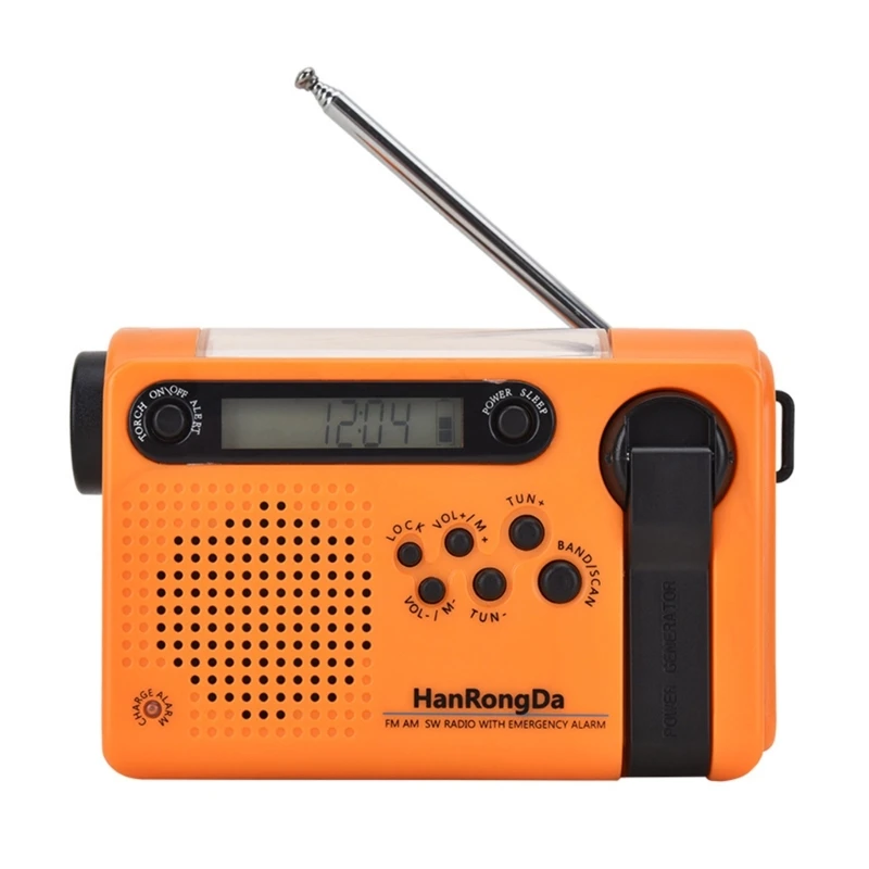 

Emergency Hand Crank Solar Radio Waterproof AM/FM/SW Portable Weather Radio,2000mAh Rechargeable with Flashlight