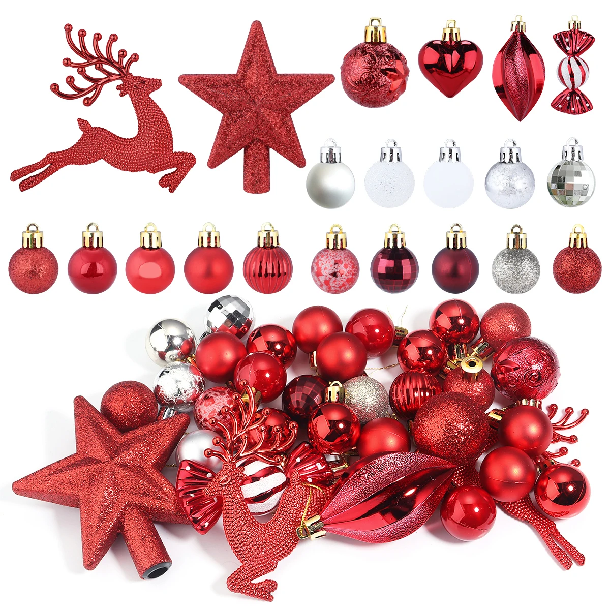 1 коробка набор украшений для рождественской елки красные и белые небьющиеся