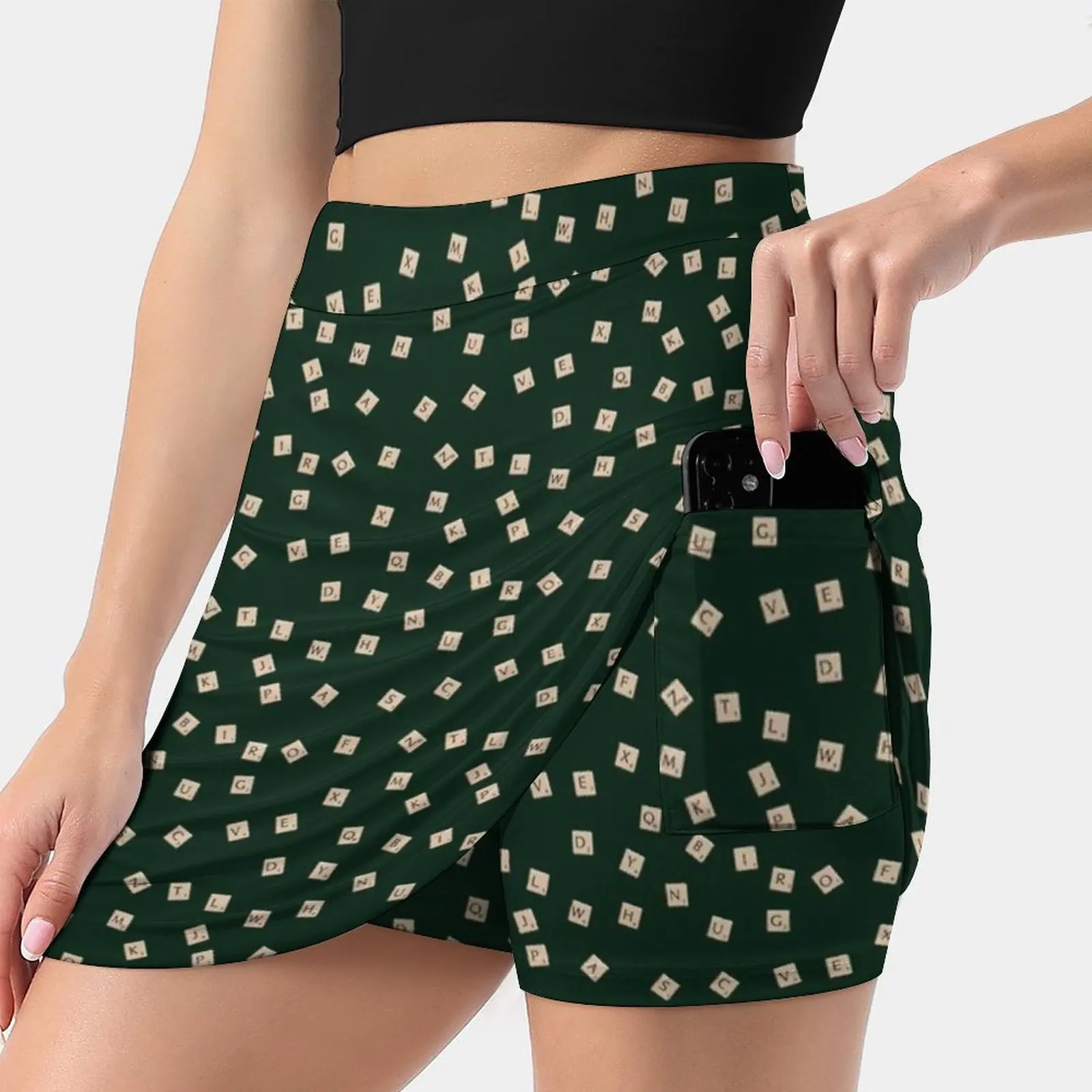 

Женская Спортивная юбка Skort Scrabble с карманами, модная юбка в Корейском стиле, юбки 4Xl, юбки с надписями, надписями, играми друзей