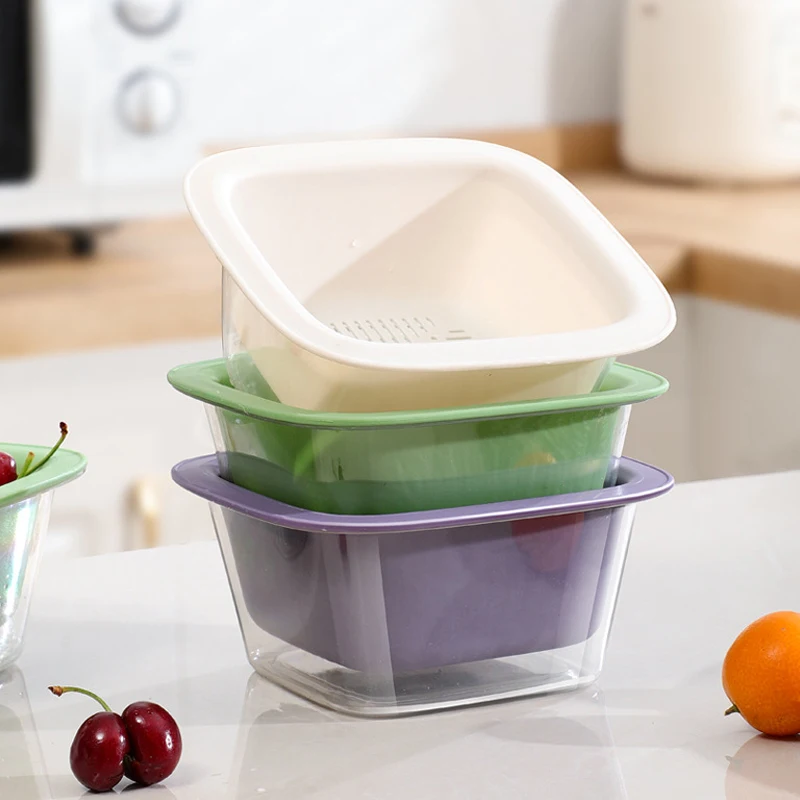 Двухслойная сливная корзина для овощей и фруктов бытовая чаша мытья кухонное