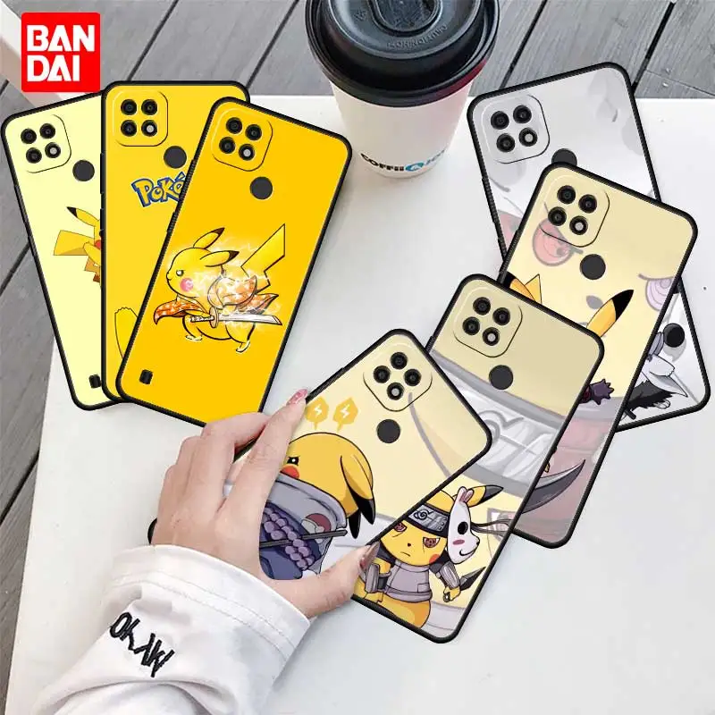 

Anime Pokemons Naruto Case for Realme C21 C21Y C25 C25s C15 C11 C17 C3 C3i C20 5 6 7i 8i 8 8Pro Narzo30A Cover Silicone Black