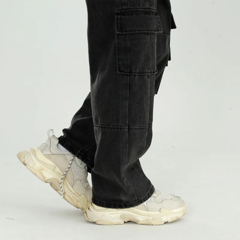 New Vintage Washable Loose Wide Leg Slouchy Jeans Oversized Retro  Lapel Fashion Jeans for Men Y2k Clothes Men Pocket Overalls