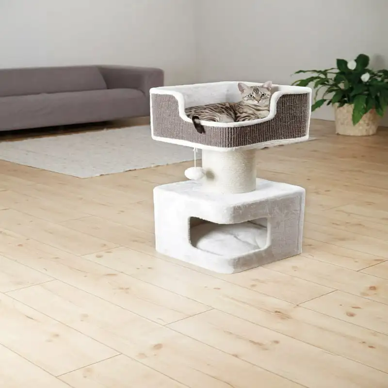 

XXL Jute & Plush 2-Level 34" Cat Tree with Scratching Post & Condo, Gray
