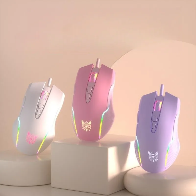 

Mouse Wired RGB Ergonomic Gradient Color Cute Laptop Desktop Home Office E-Sports Gaming