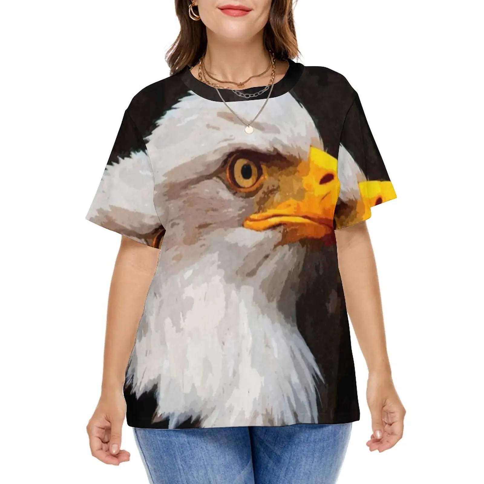 

Красивая футболка с головой орла, акварельные футболки с животными в эстетике, футболка с коротким рукавом и графическим рисунком, Женские ...