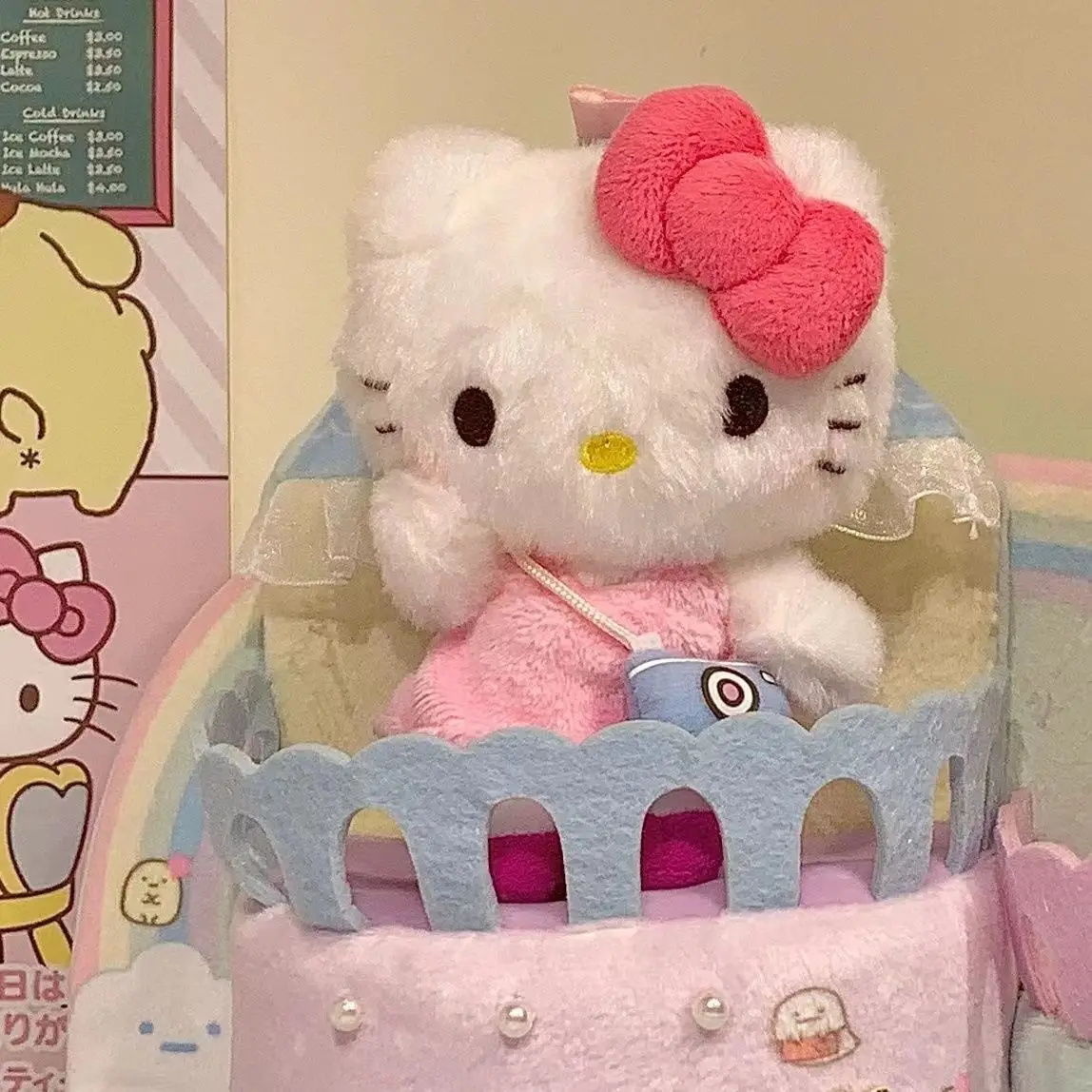 

Sanrio Cartoon Anime Kawaii Kitty Soft Plush Key Chain Backpack Decoration Doll Pendant Cute Girl Heart Pendant Small Gift