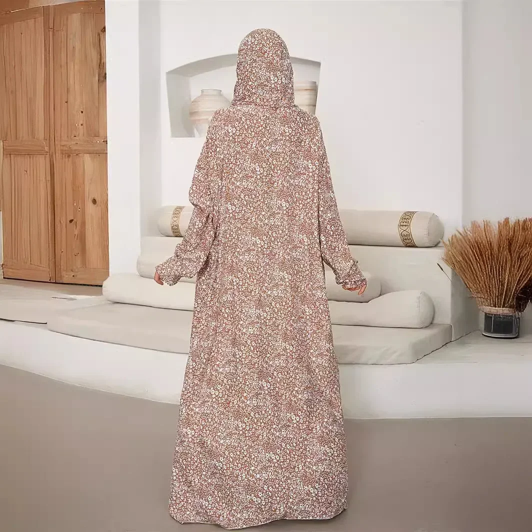 Молитвенный халат мусульманское женское платье с цветочным принтом Джалабия Ид