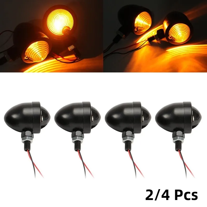 

1/2 Pair Motorcycle Turn Signals Light Motorbike Modified Front and Rear Signal Light Bullet Day Running Lamp