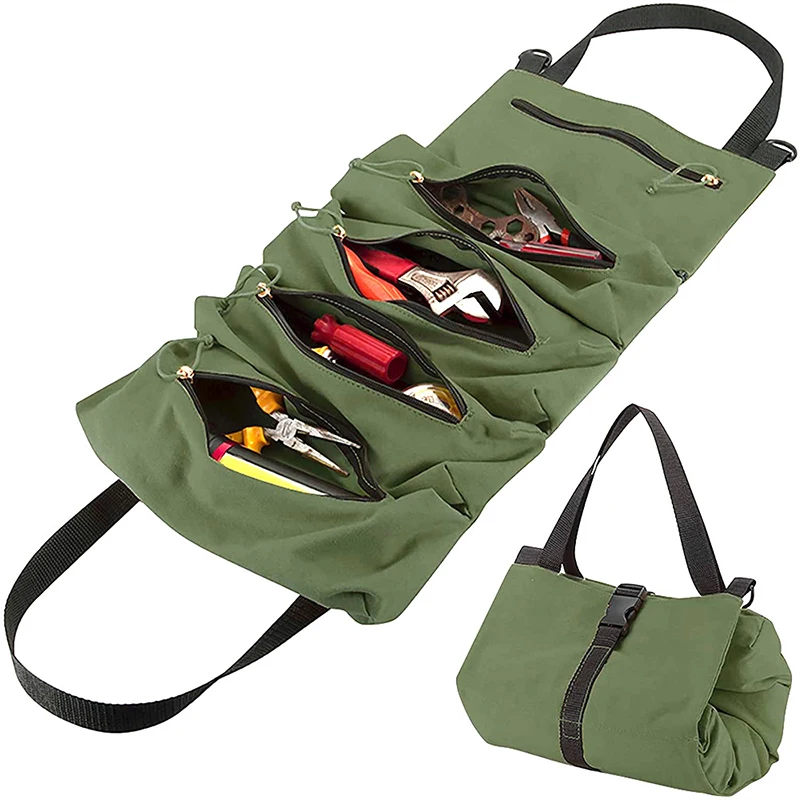 

Roll Up Tool Bag Multi-Purpose Tools Pouch Wrench Organizer Small Shoulder Tools Bag Hanging Zipper Carrier Tote Bag With Handle