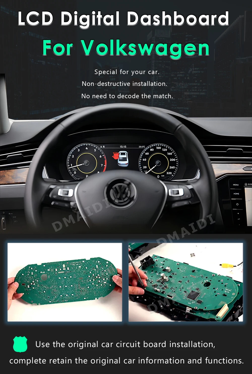 Приборная панель головного устройства спидометр экранные датчики для VW Volkswagen