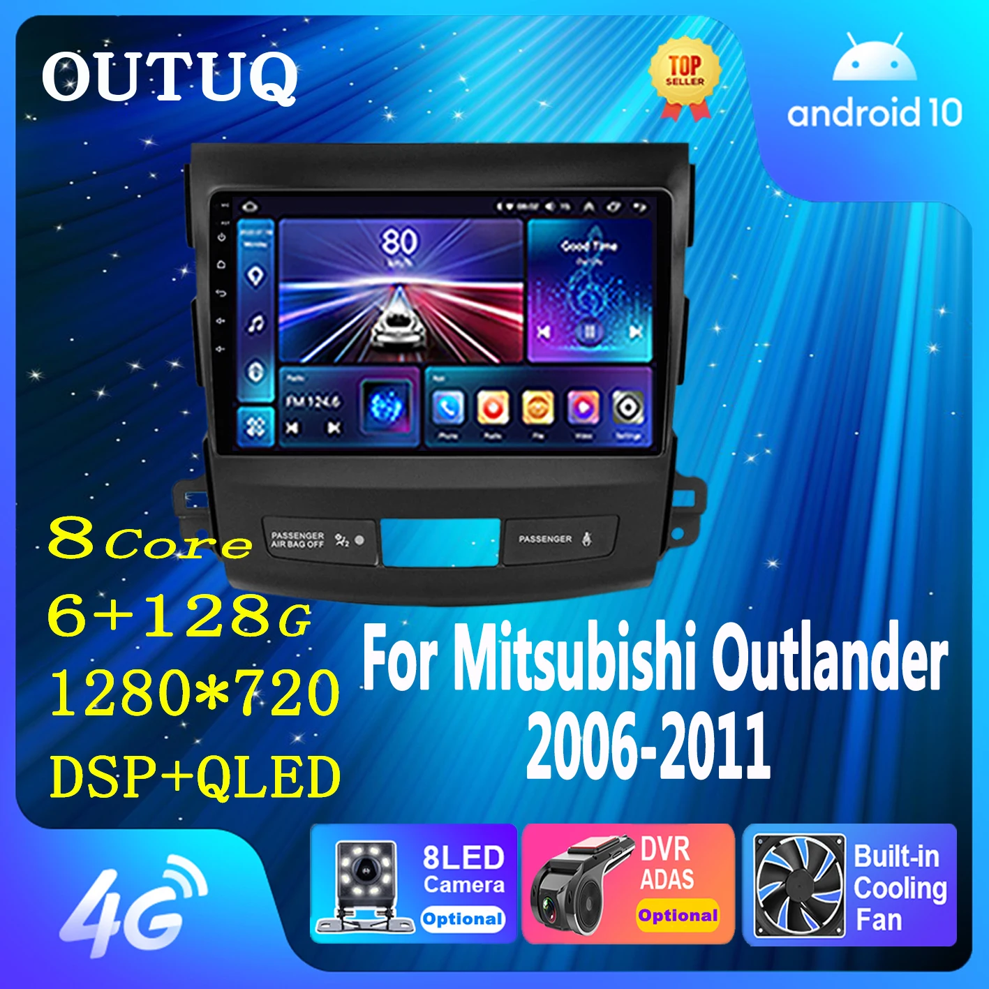 

Cooling Fan 2 Din Car Radio Multimedia Player for Mitsubishi Outlander 2006-2011 Peugeot 4007 Citroen C-Crosser Carplay Gps