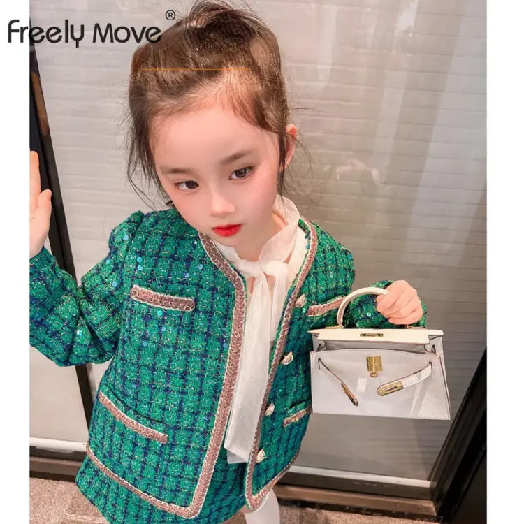 

Осенний клетчатый комплект для девочек, Модный Зимний Детский свитер, комплект из двух предметов для малышей, детская повседневная одежда с...