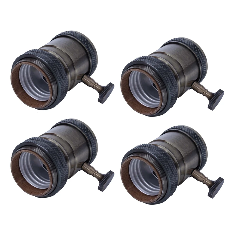 

4X E27 ES Vintage Retro Screw Bulb Socket Lamp Holder Light With Switch Bronze