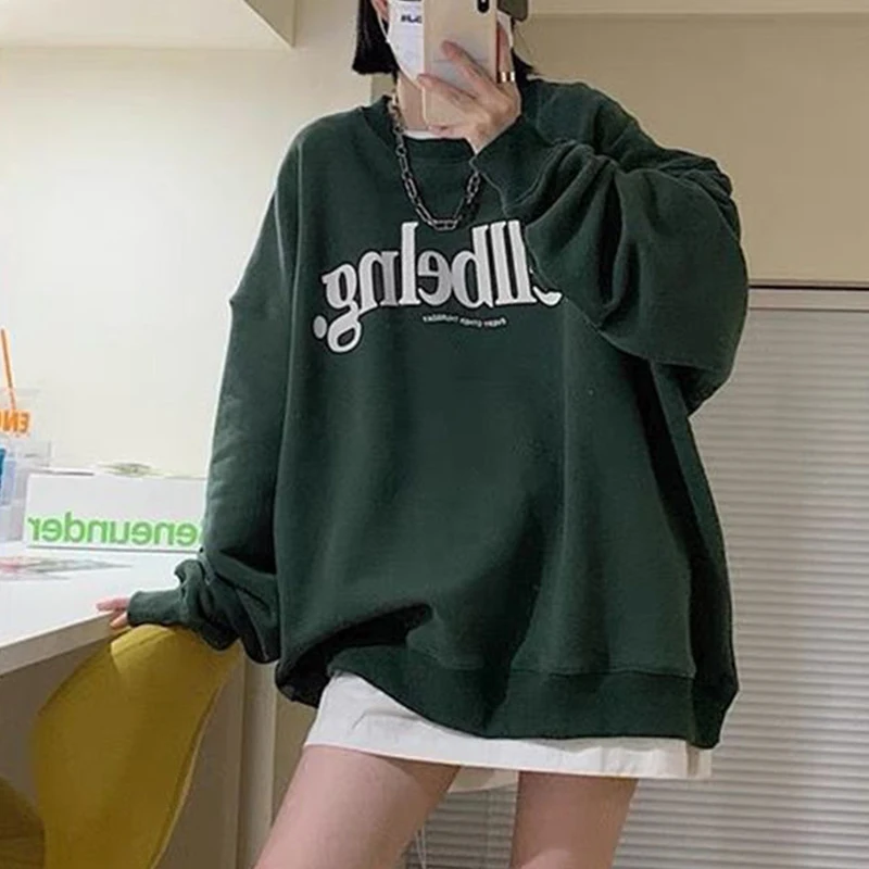 

Женский свитшот с длинным рукавом и круглым вырезом, в стиле ретро