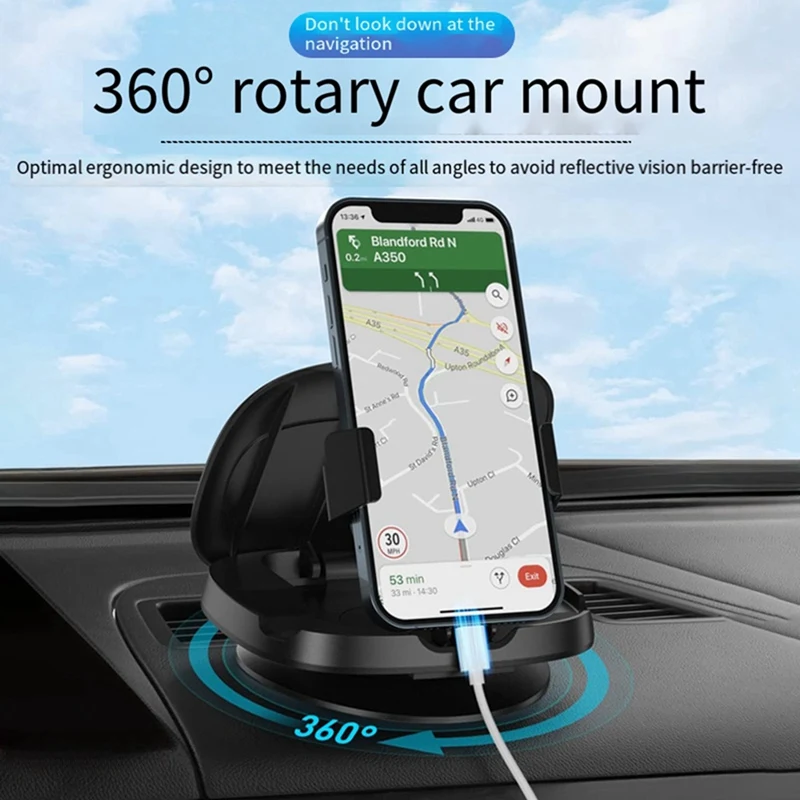 Автомобильный держатель телефона вращающийся на 360 градусов для коврик