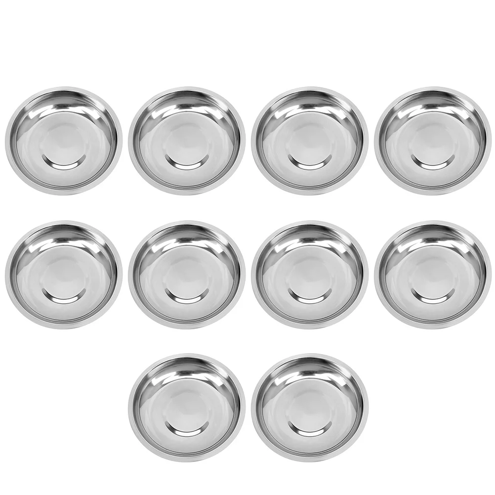 

10 Pcs Mini Cake Pan Stainless Steel Plate Dessert Dishes Appetizer Serving Ice Cream Bowl 8X8CM Sauce Silver Gear