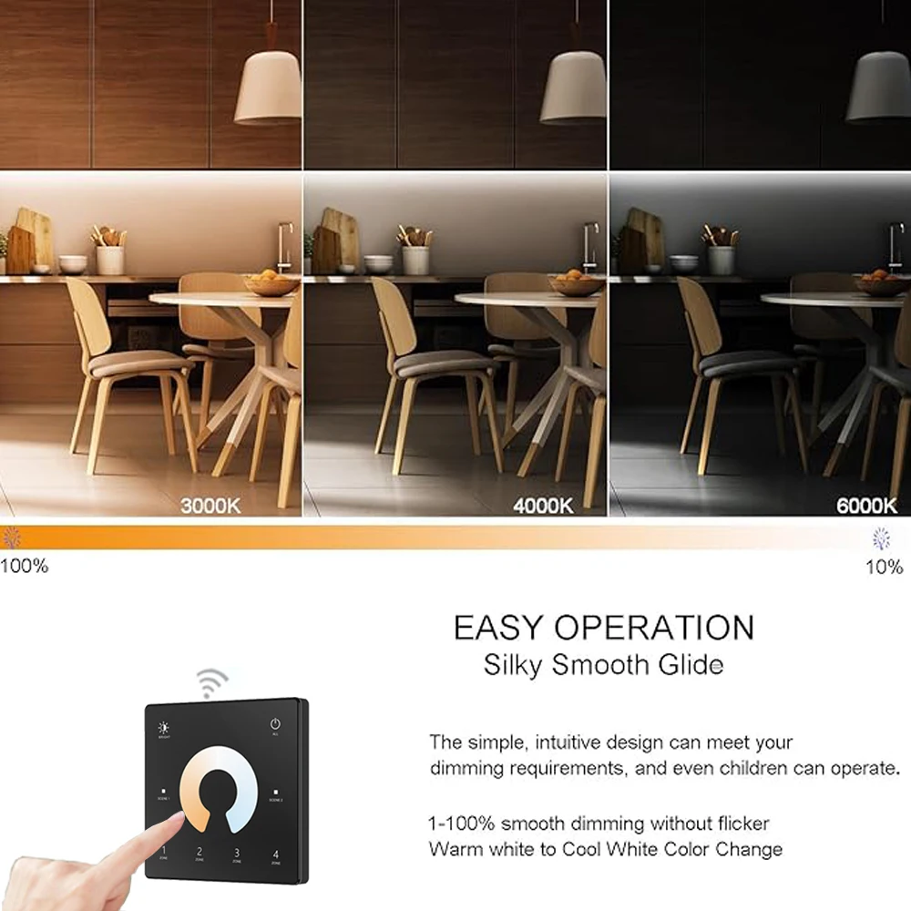 10M 20M Tuya WiFi COB CCT Светодиодная лента 24V Dual White Room Light 2700-6500K 2.4G RF Dimming Touch Remote f Alexa Google SmartThings (art.: 3920d208c2015) - 3920d208c2015