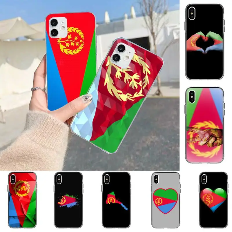 

TOPLBPCS Eritrea National Flag Phone Case for iPhone 11 12 13 Mini Pro Max 8 7 6 6S Plus X 5 SE 2020 XR XS Case shell