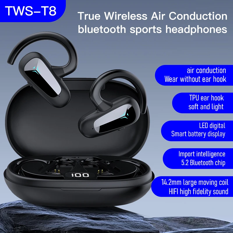 

Air Conduction Headphones Bluetooth Wireless Waterproof Comfortable Wear Open Ear Hook Light Weight Not In-ear Sports Earphones
