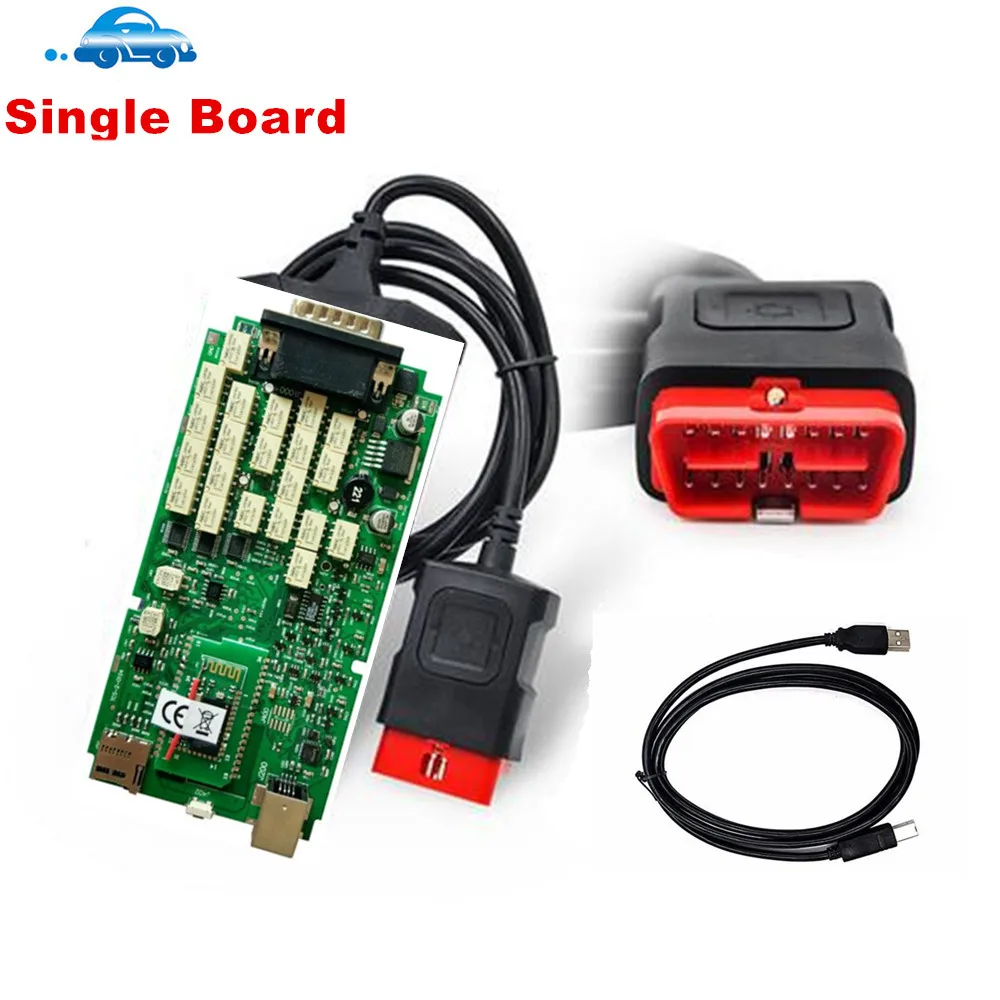 Диагностический сканер OBD2 зеленая плата VD TCS CDP Pro Plus с bluetooth для автомобиля и