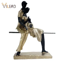 vilead resin couple sitting railing sculpture nordic style lovers figurines office ornaments living room decorations home decor