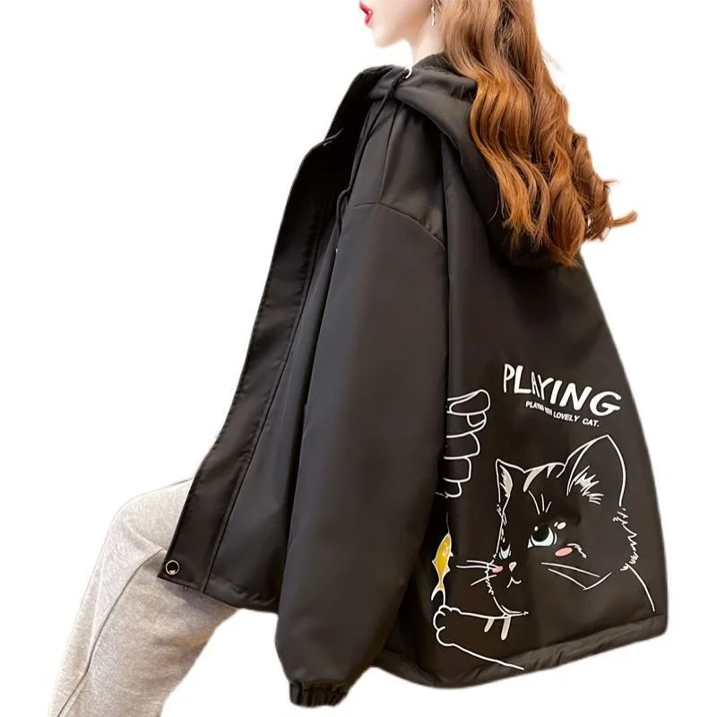 Женская плюшевая куртка с капюшоном повседневная Молодежная Свободная