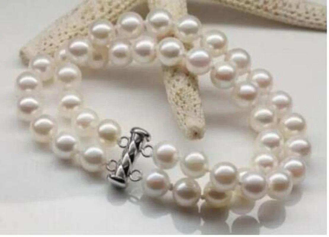 

2ROW GENUINE AAAA 8-9MM Cultured South Sea WHITE PEARL BRACELET 7.5-8" fine jewelry fine jewelryJewelry Making
