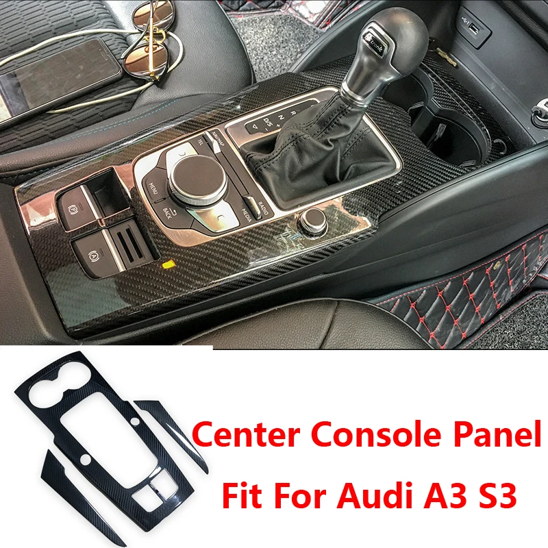 

LHD Carbon Fiber Gear Panel Decoration Sticker Trim Covers with Red Ring For Audi A3 S3 2014-2018 Car Styling Interior Mouldings