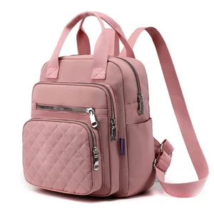 New Nylon Backpack Female 2022 European and American Style Diamond Embroidery Thread All-match College Student Backpack Female