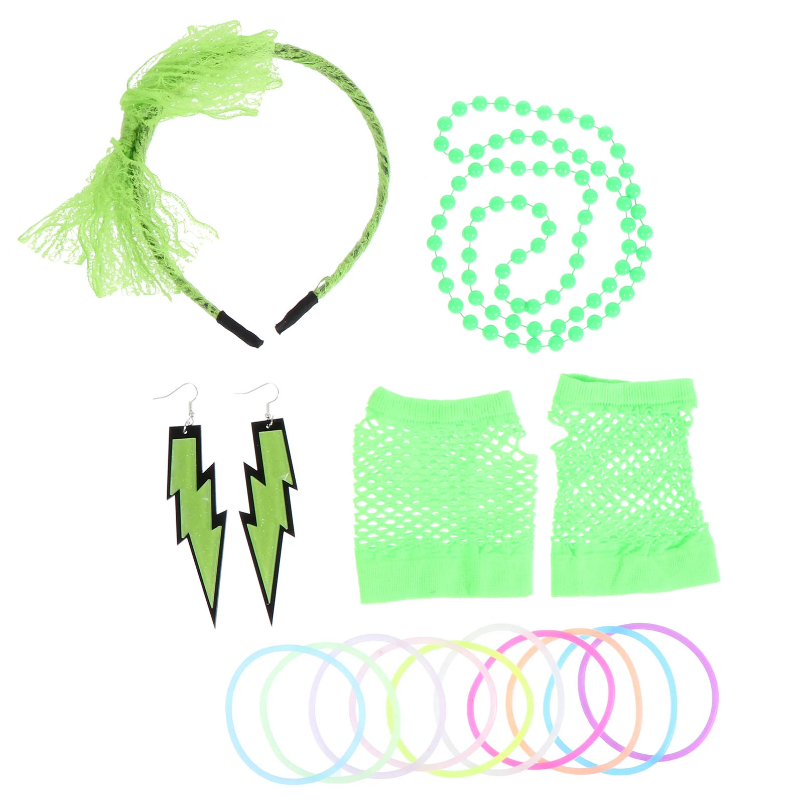 

Big Earrings Neon Party Cosplay Prop Lace Head Decor Women Accessory Female Costume Hairband Stylish Necklace Girl Outfits