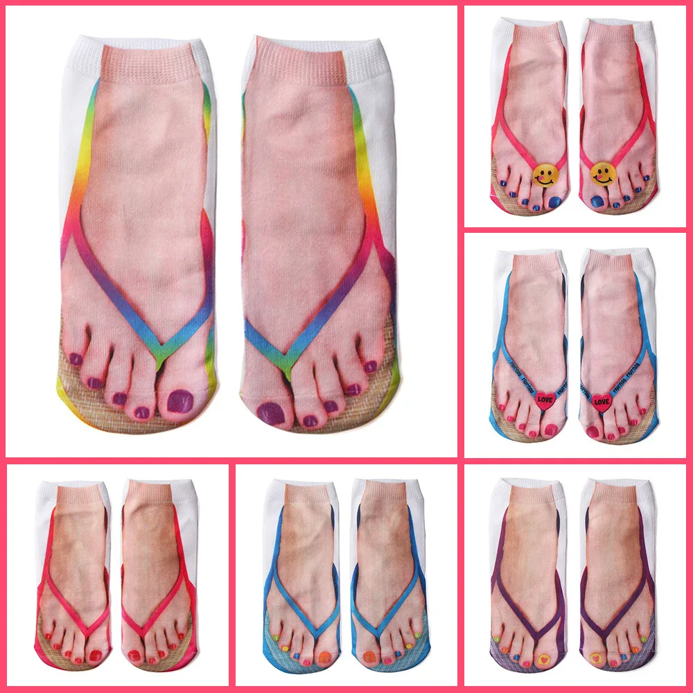 

3D floor, three-dimensional printing flip-flops, funny toes, funny socks