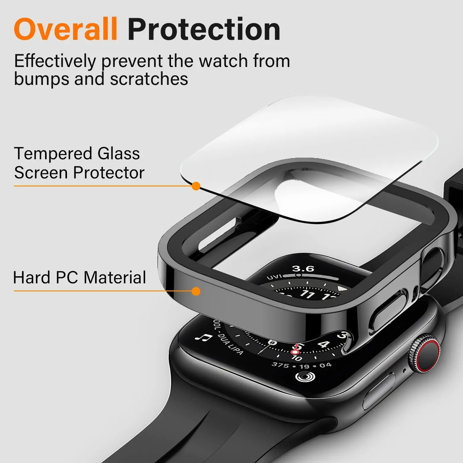 Waterproof Case For Apple Watch 7 8 44mm 45mm 40mm 41mm straight edge Screen Protector Cover Case iWatch 8 7 SE 6 5 4 Ultra 49mm