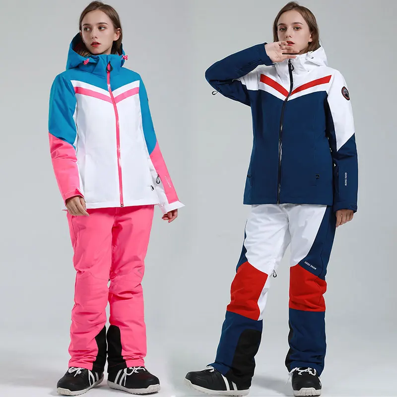 New Color Matching Ski Suit Women Warm Windproof Waterproof Snowboard Jacket or Pants Breathable Snow Skiing Set Costume Female