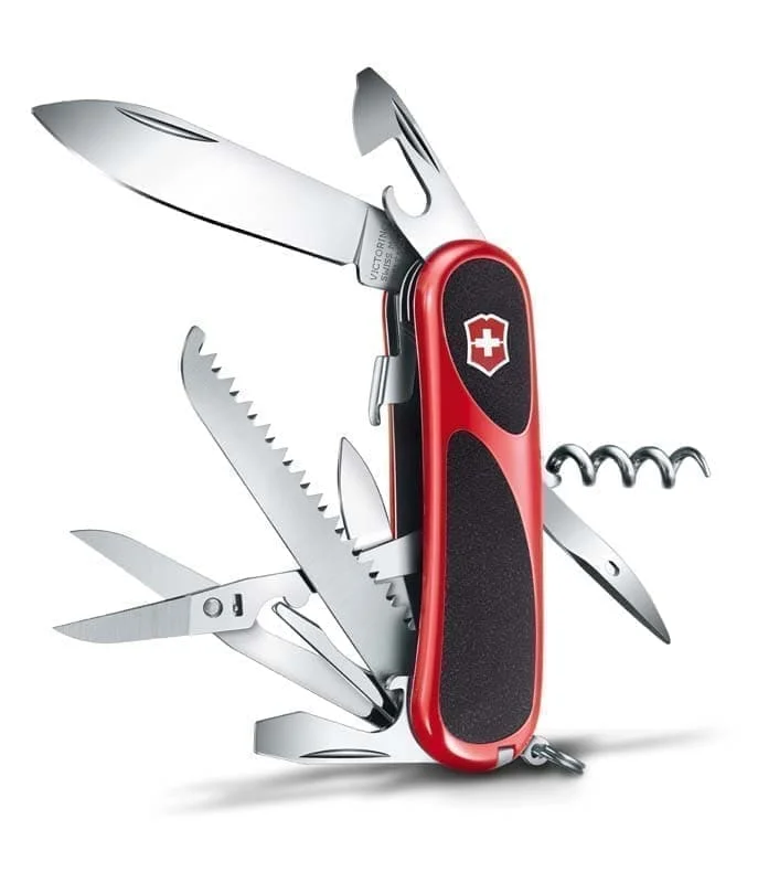 Нож перочинный VICTORINOX Evolution S17 85 мм 15 функций с фиксатором лезвия красный чёрным |