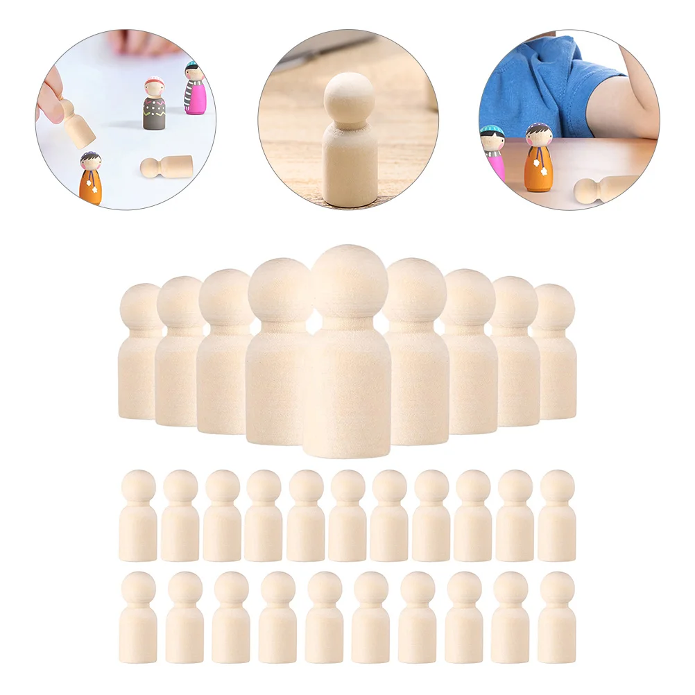 

Peg Wooden People Unfinished Figures Crafts Wood Bodies Unpainted Toy Diy Decorative Easter Graffiti Angel Family Figure Painted
