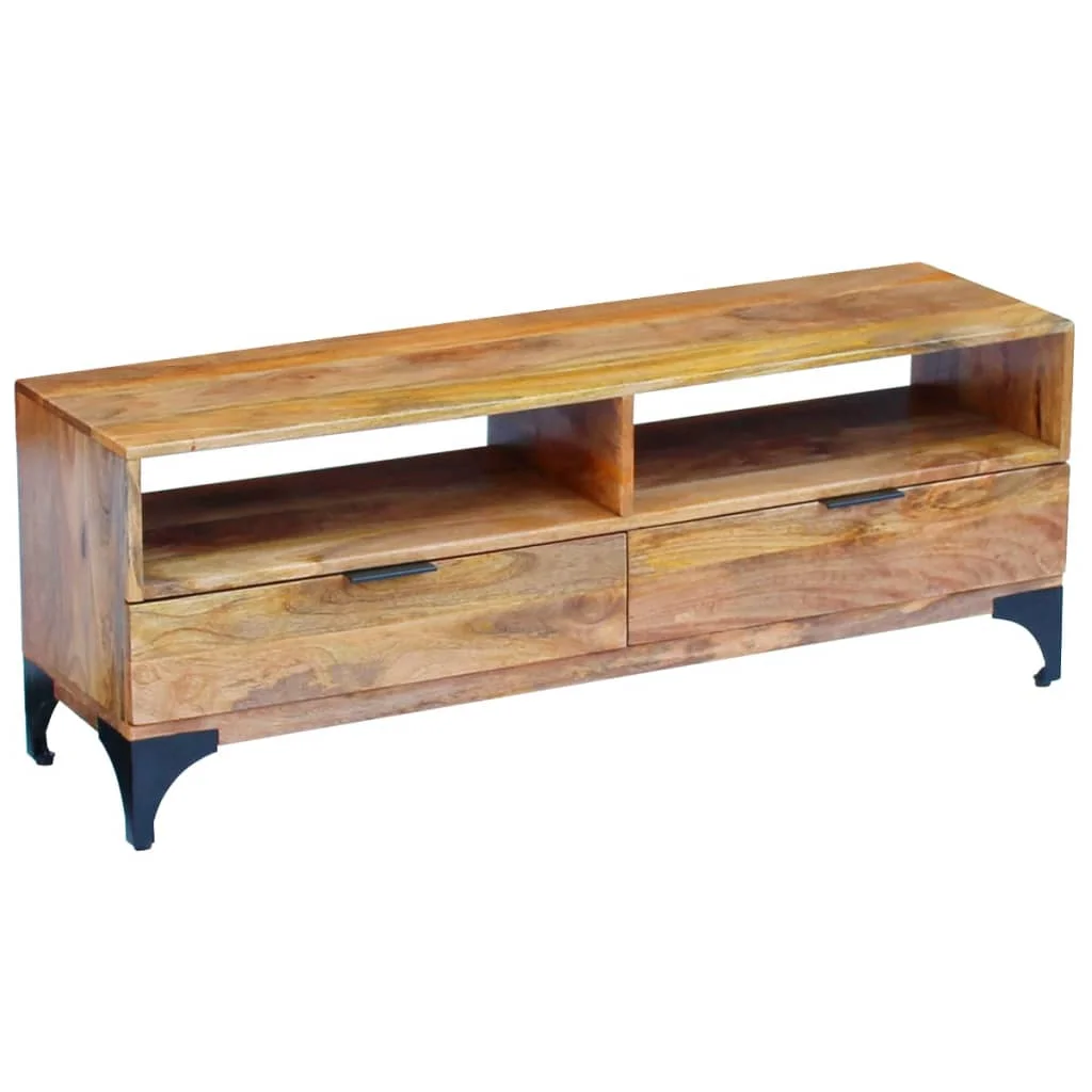 

TV Media Console Television Entertainment Stands Cabinet Table Shelf Mango Wood 47.2"x13.8"x17.7"