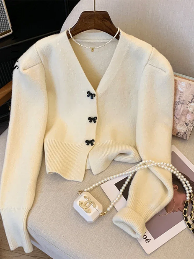 Женский вязаный однотонный кардиган Aoaiiys с пуговицами-бабочками